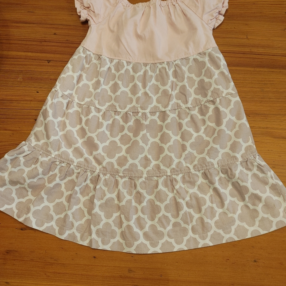 Girls Dress Pink Brown Ruffle Homemade - Picture 2 of 5